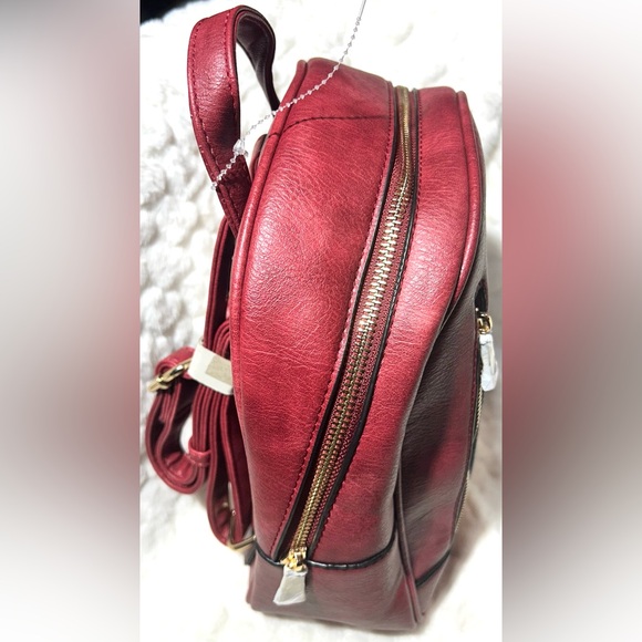 Isabelle Vegan Leather Magenta Burgundy Red backpack Handbag Purse (NEW) - Picture 4 of 9